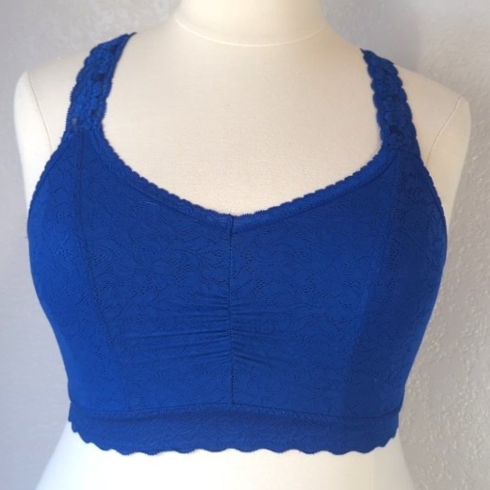 Torrid 1X Bralette Royal Blue Wireless J-Hook Scalloped Lace Detail